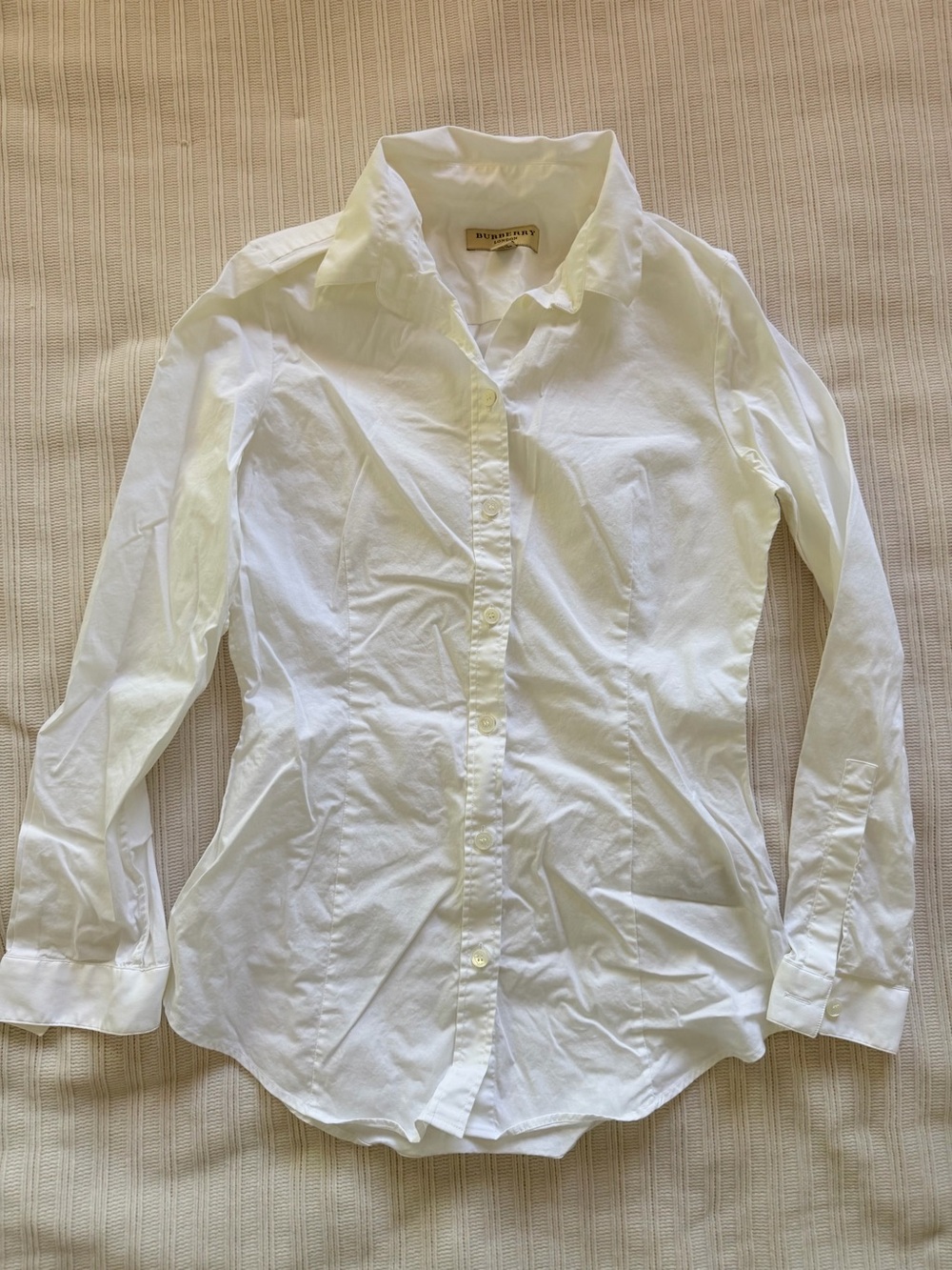 Burberry Beige Label on White Garment